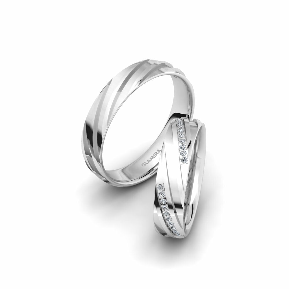 White Silver Wedding Ring Alluring Meeting 5mm