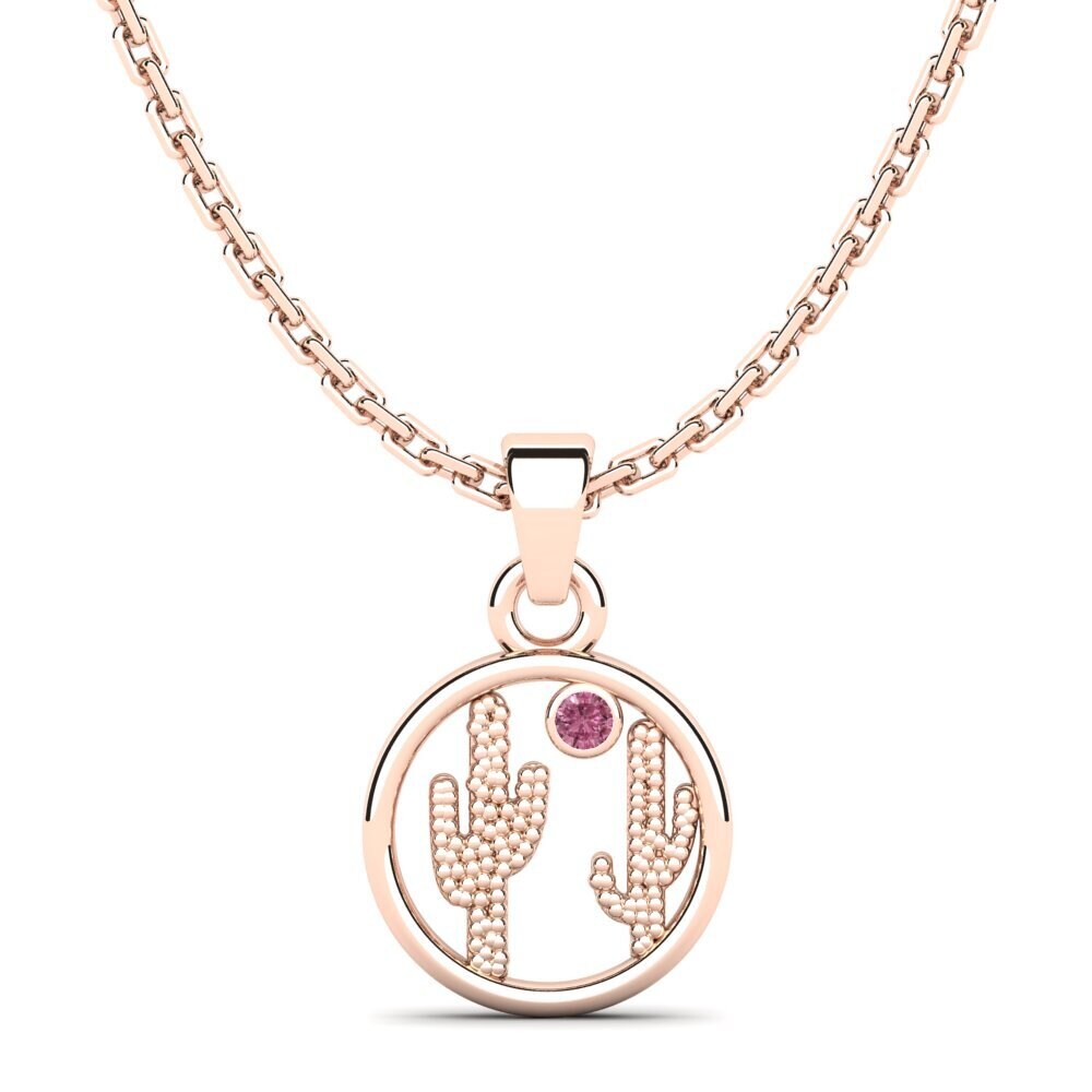 14k Oro Rosa Rodolita de Granito Colgante para Niño Allyson