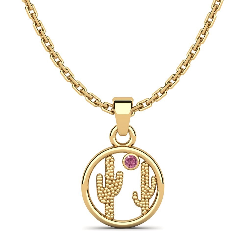 14k Oro Amarillo Rodolita de Granito Colgante para Niño Allyson
