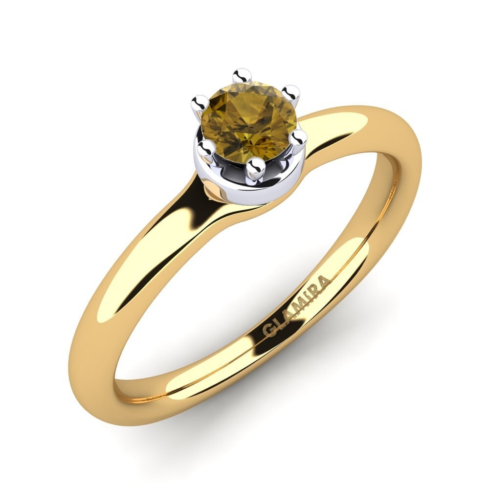 14ct Yellow / White Gold Brown Zircon Engagement Ring Almira