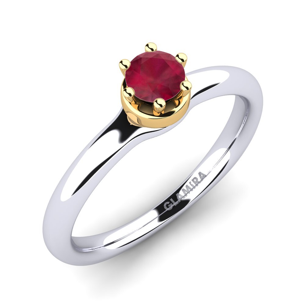 18ct White / Yellow Gold Ruby Engagement Ring Almira