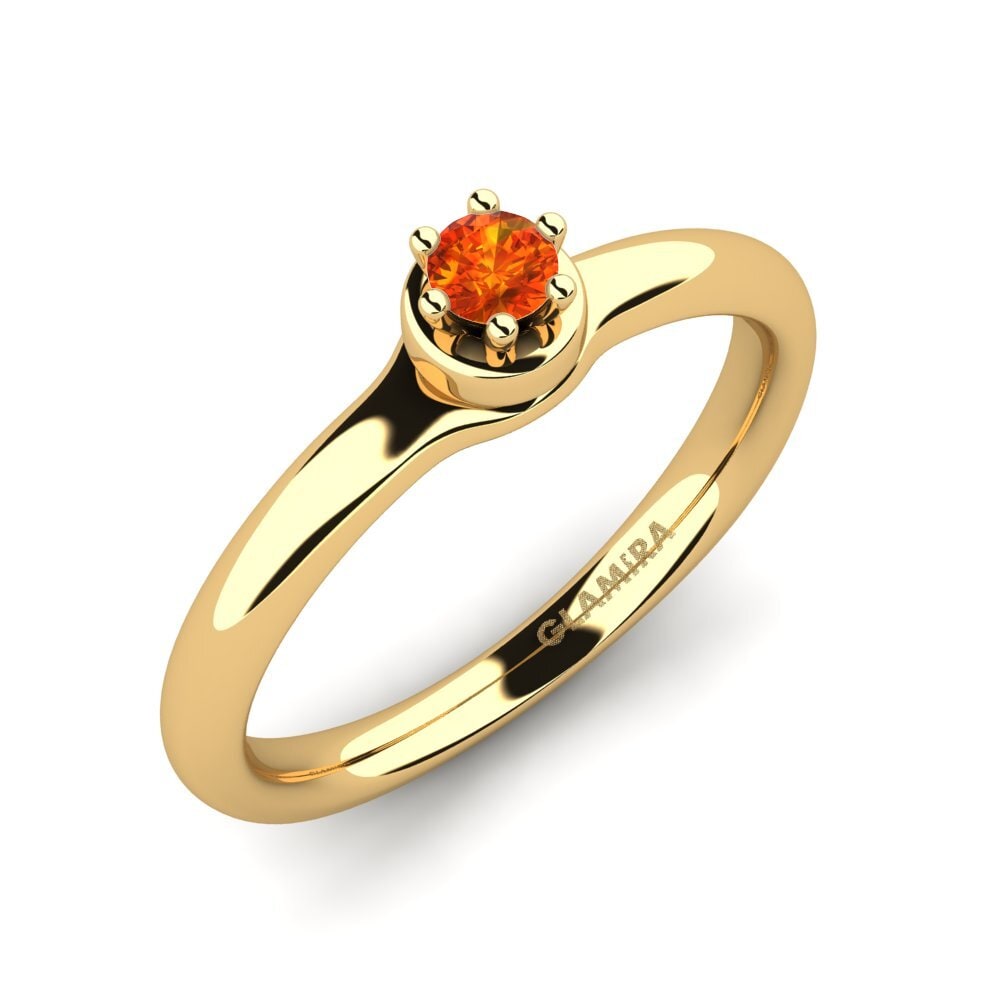 18k Oro Amarillo Zafiro Naranja Anillo de compromiso Almira 0.1 crt