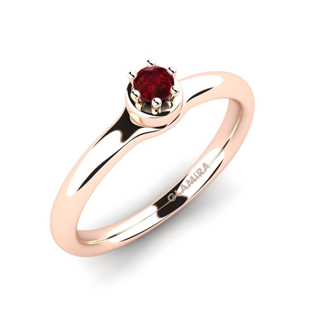 14ct Rose Gold Ruby Engagement Ring Almira 0.1 crt