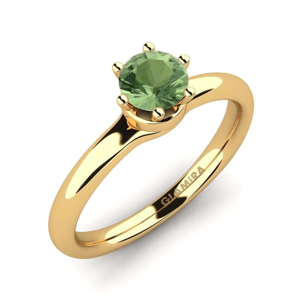 14ct Yellow Gold Green Sapphire Engagement Ring Almira 0.5 crt