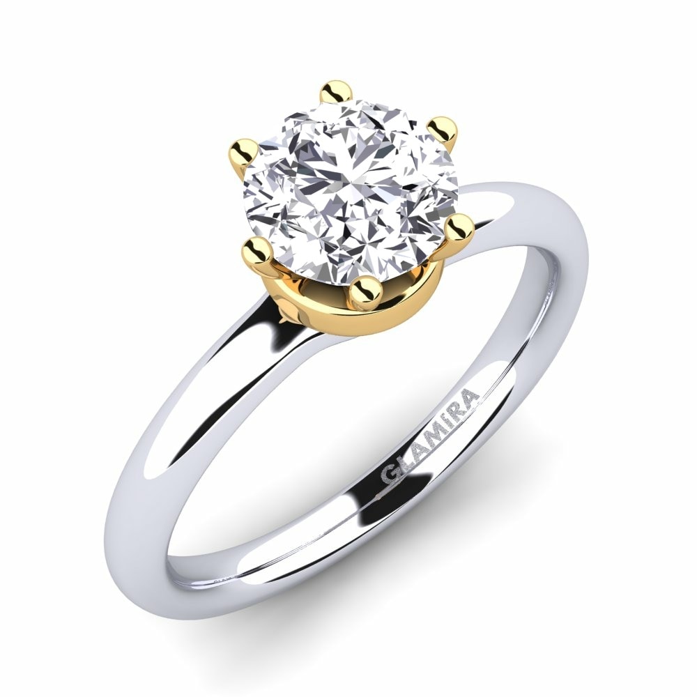 9k White & Yellow Gold Engagement Ring Almira 1.0 crt