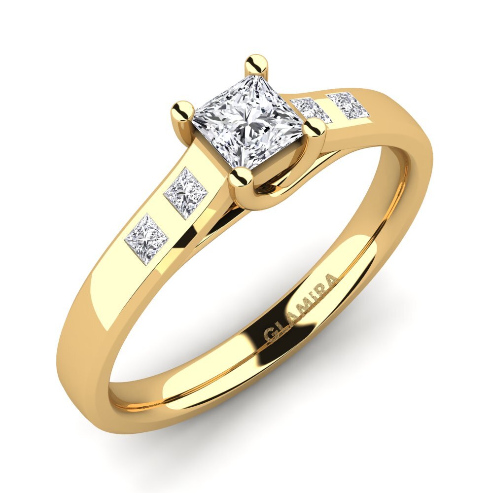 yellow-750 Princesa Anel de Noivado Alondra 0.27 crt