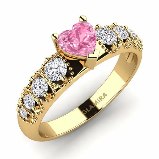 Ring Alonnisos 585 Yellow Gold & Pink Sapphire & Diamond