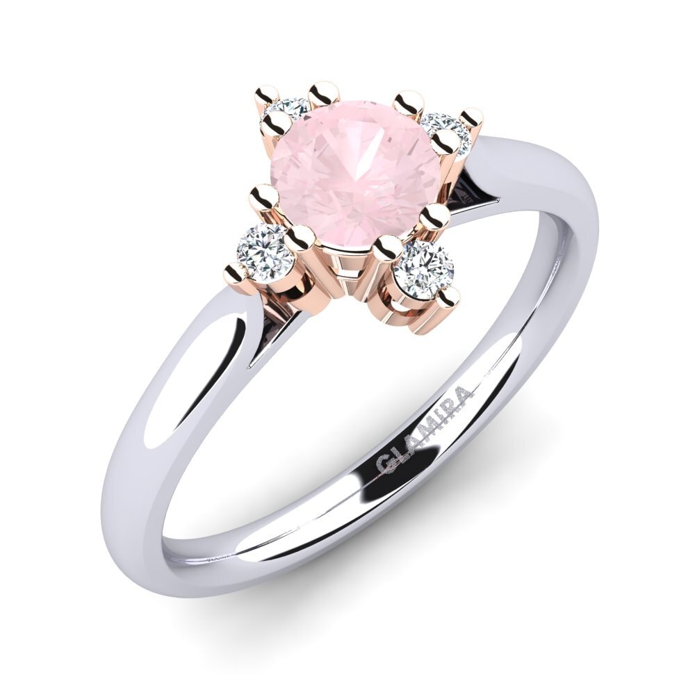 14ct White & Rose Gold Rose Quartz Engagement Ring Alonsa