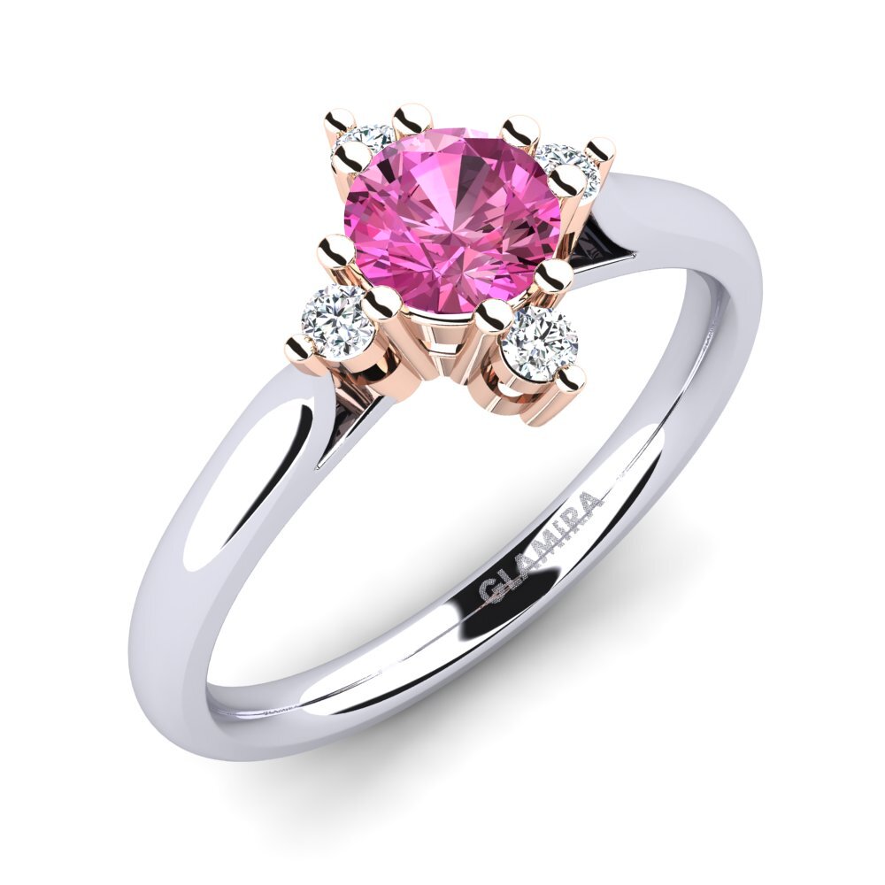 14ct White & Rose Gold Pink Topaz Engagement Ring Alonsa