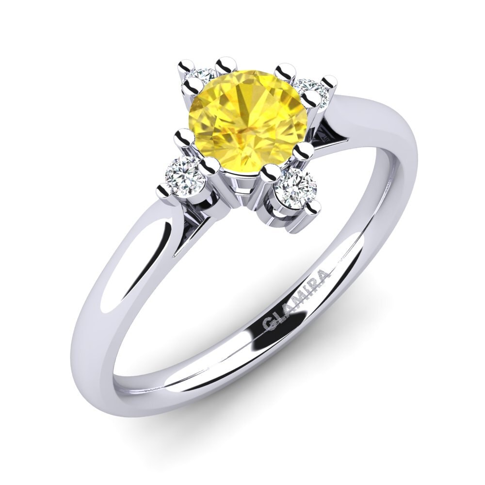 14k White Gold Yellow Sapphire Engagement Ring Alonsa