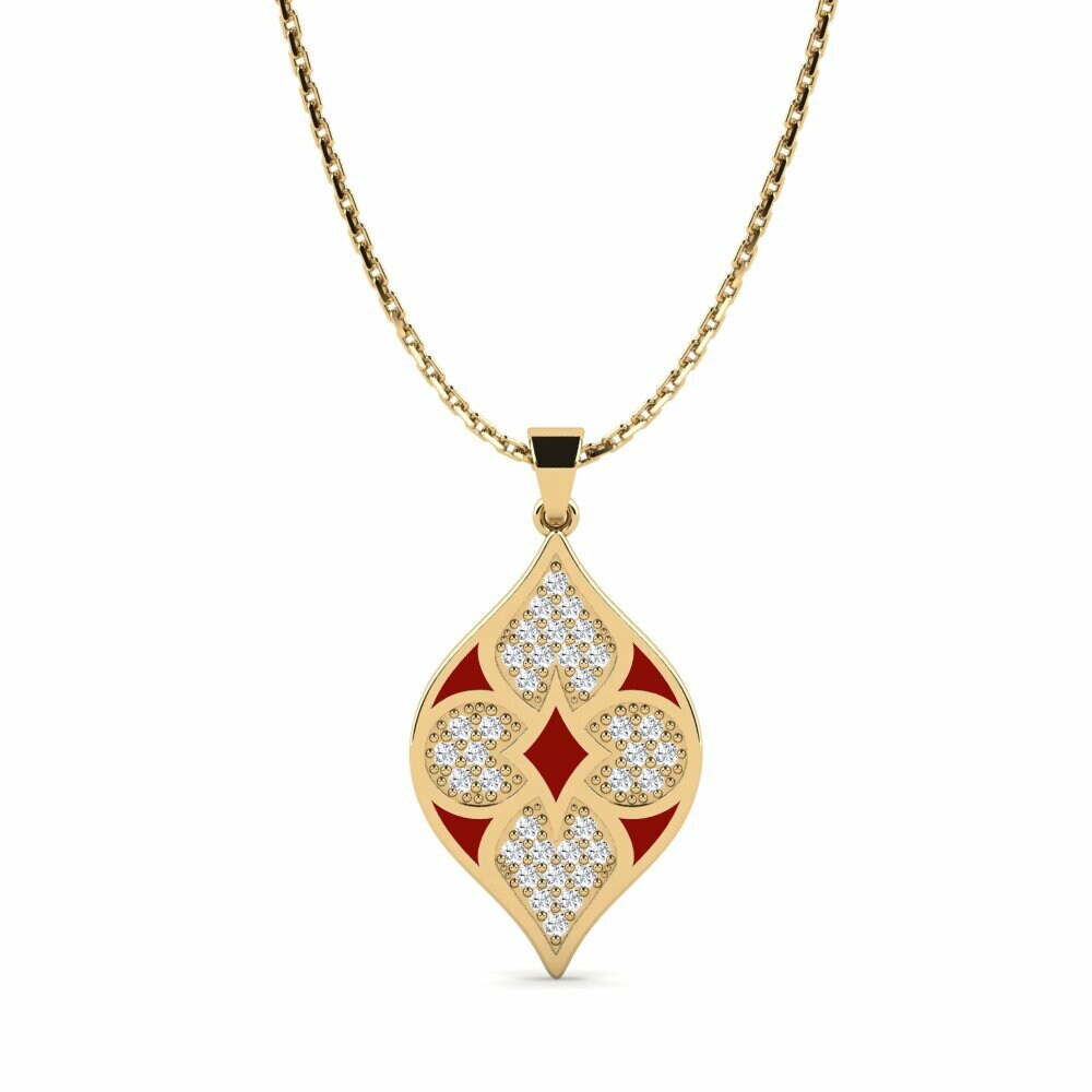 Vàng 9K Đá Zirconia Mặt dây chuyền nữ Alpan