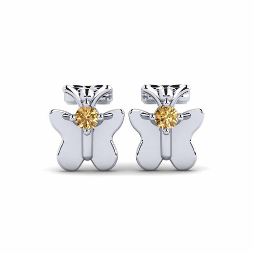 Kids Earring Alter 585 White Gold & Brown Diamond