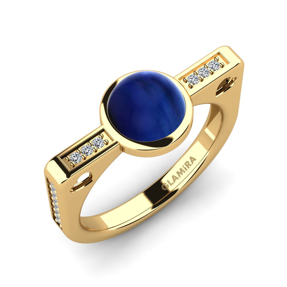 Or Jaune 18k Saphir Cabochon Bague Alversita