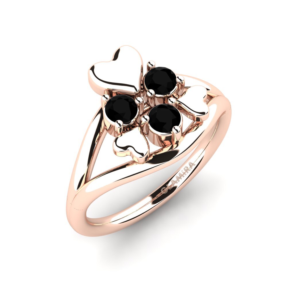 Oro Rosso 585 Diamante Nero Anello Alvetta