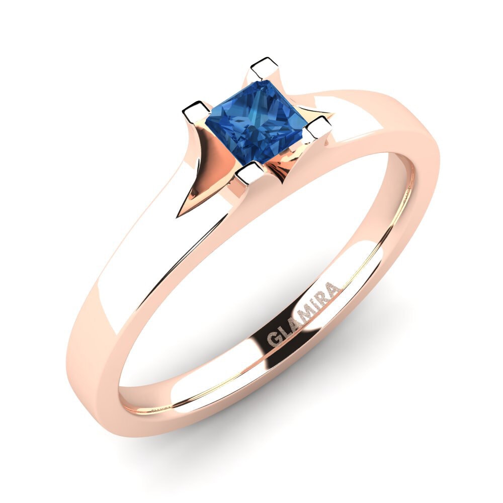 14ct Rose Gold Dark Blue Zirconia Engagement Ring Alvina