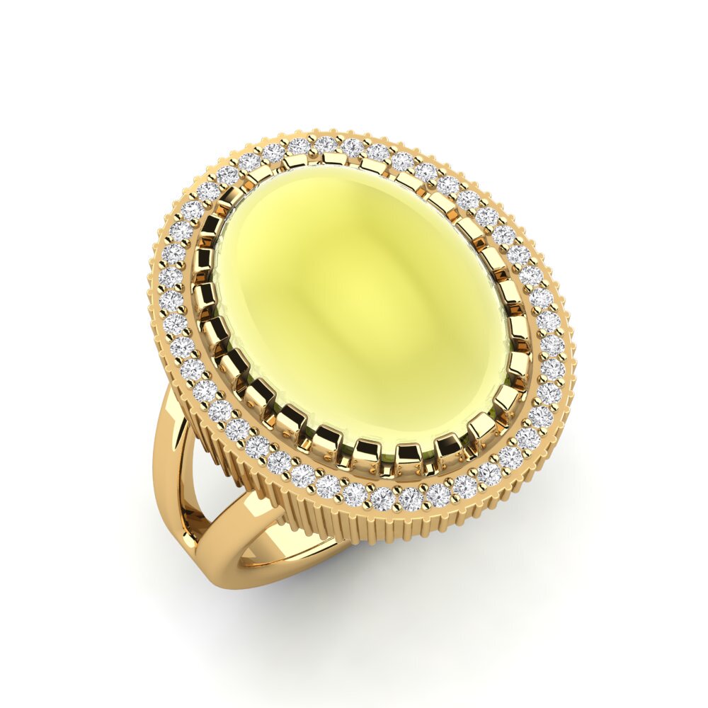 Bague En Or Jaune 18 Carats Avec Cabochon - Occasion