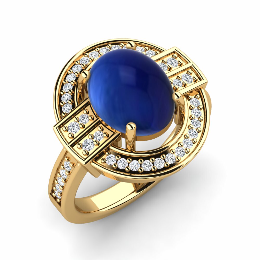 Or Jaune 18k Saphir Cabochon Bague Amajia
