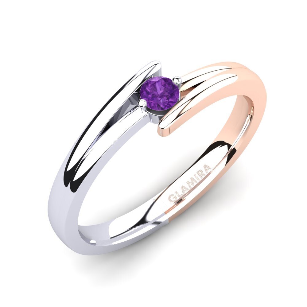 14ct White / Rose Gold Amethyst Engagement Ring Amalia 0.1crt