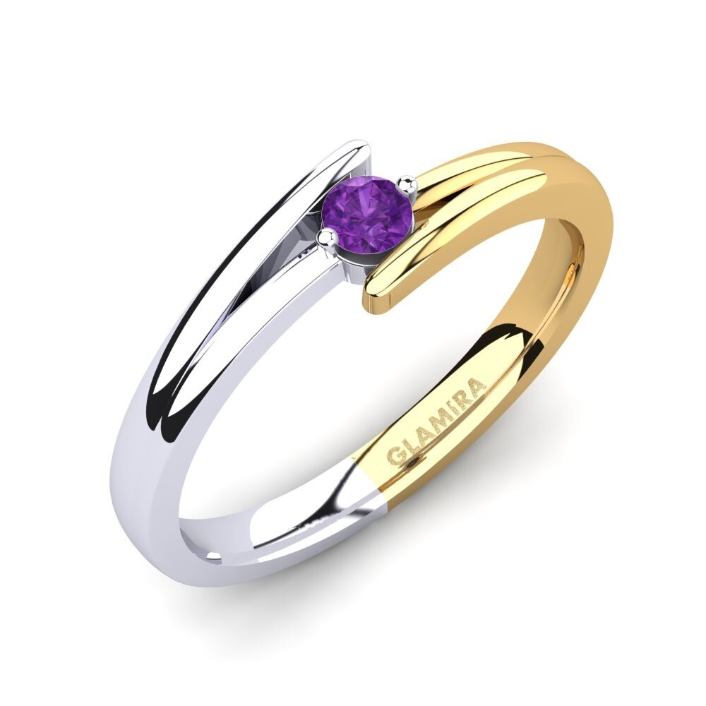 14ct White / Yellow Gold Amethyst Engagement Ring Amalia 0.1crt