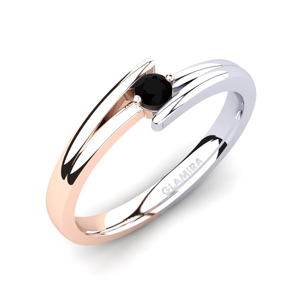 14ct Rose / White Gold Black Onyx Engagement Ring Amalia 0.1crt