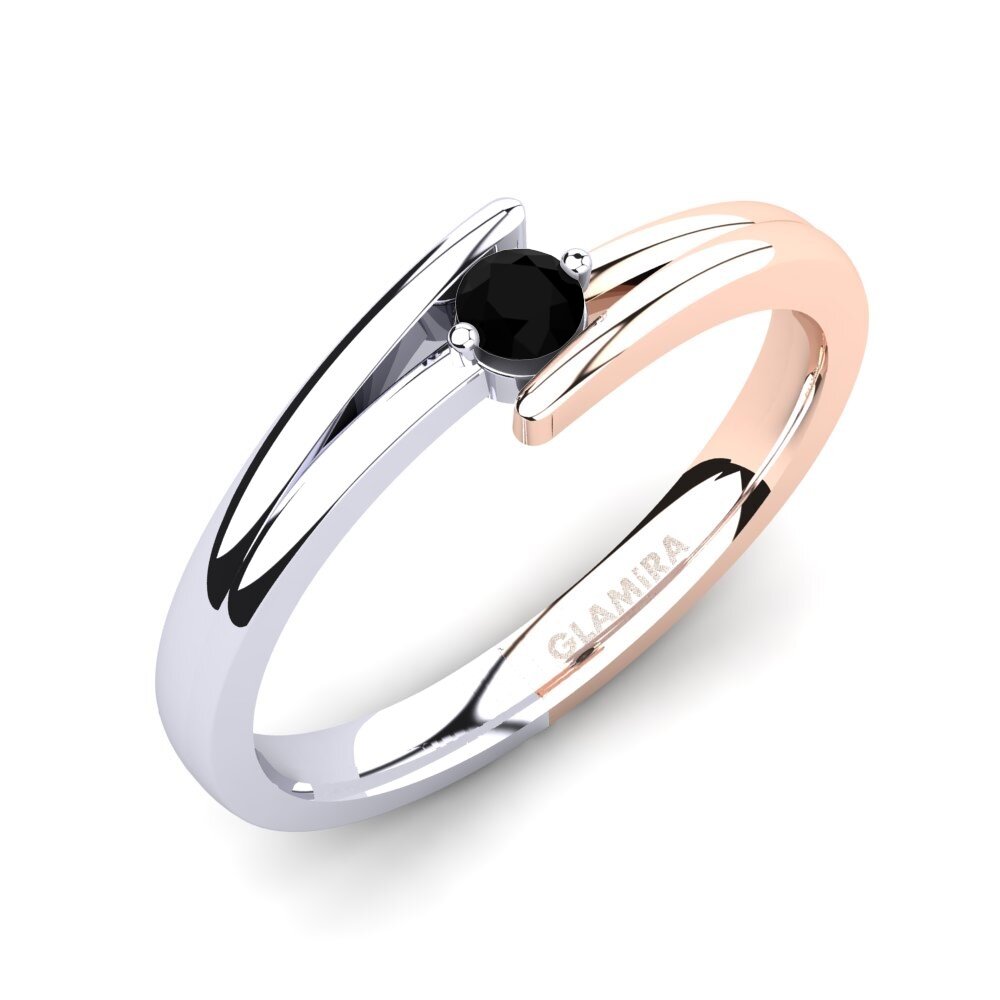 14ct White / Rose Gold Black Onyx Engagement Ring Amalia 0.1crt