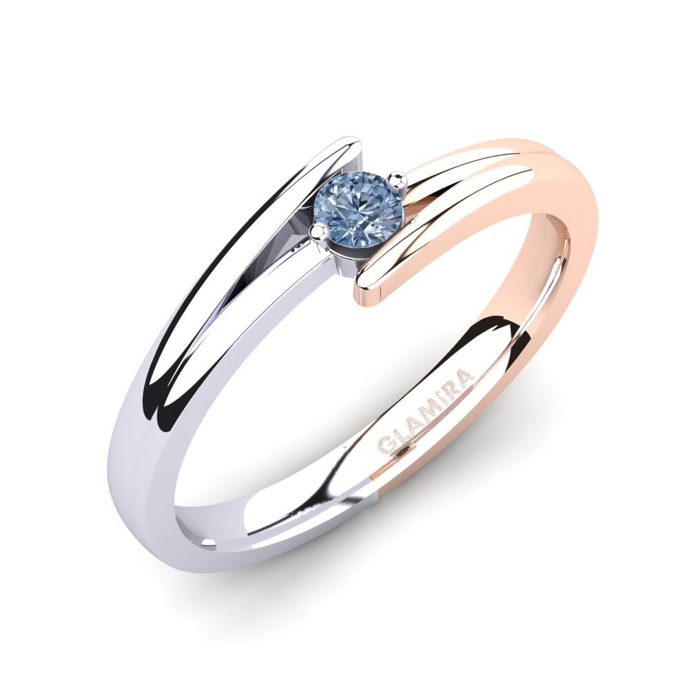 14ct White / Rose Gold Blue Diamond Engagement Ring Amalia 0.1crt