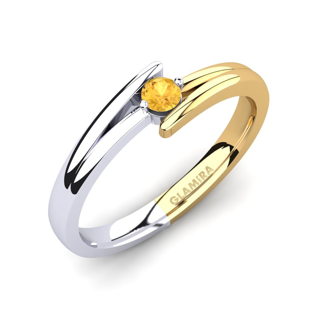 14ct White / Yellow Gold Citrine Engagement Ring Amalia 0.1crt