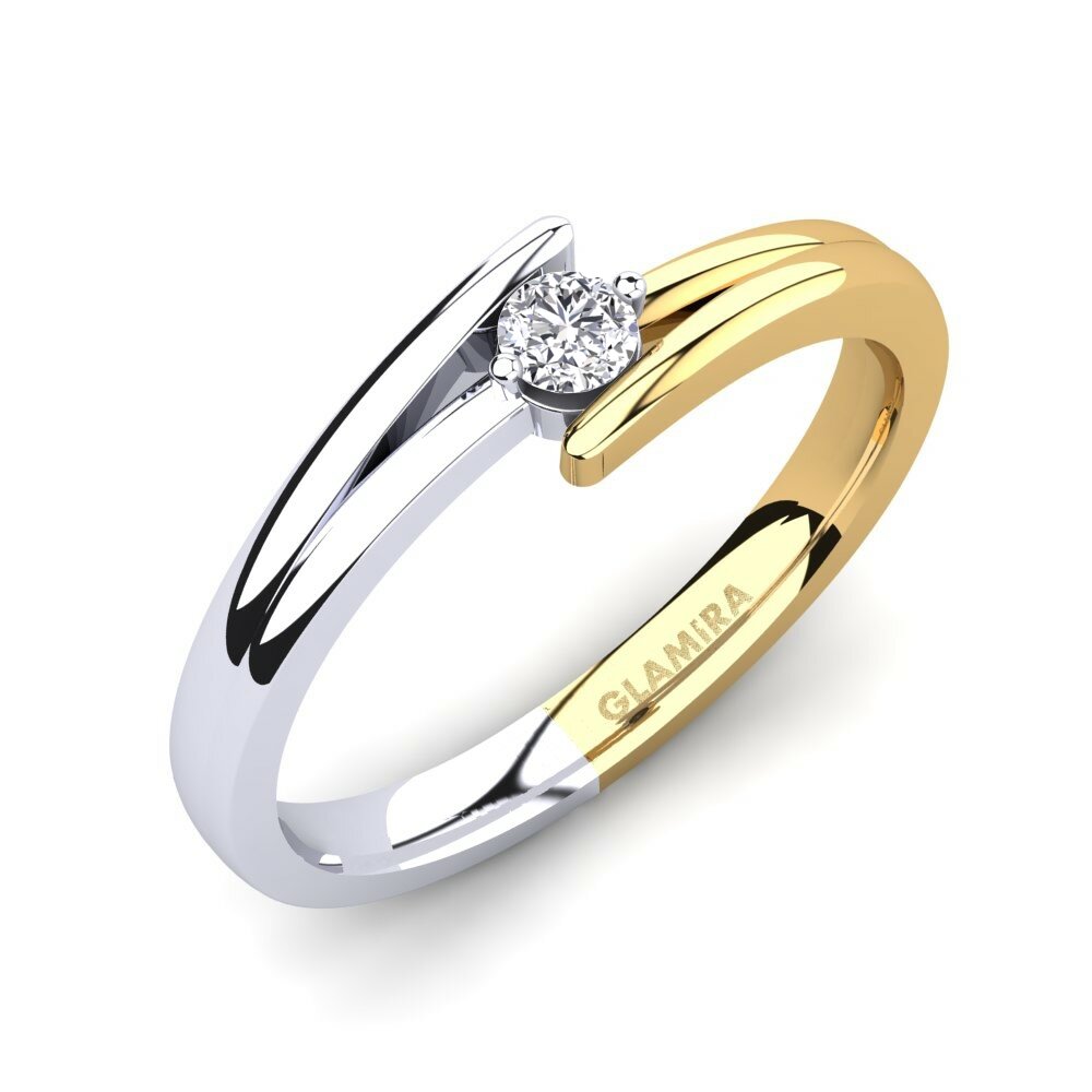 14ct White / Yellow Gold Lab Grown Diamond Engagement Ring Amalia 0.1crt