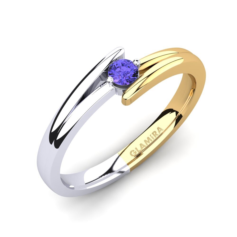 14ct White / Yellow Gold Tanzanite Engagement Ring Amalia 0.1crt