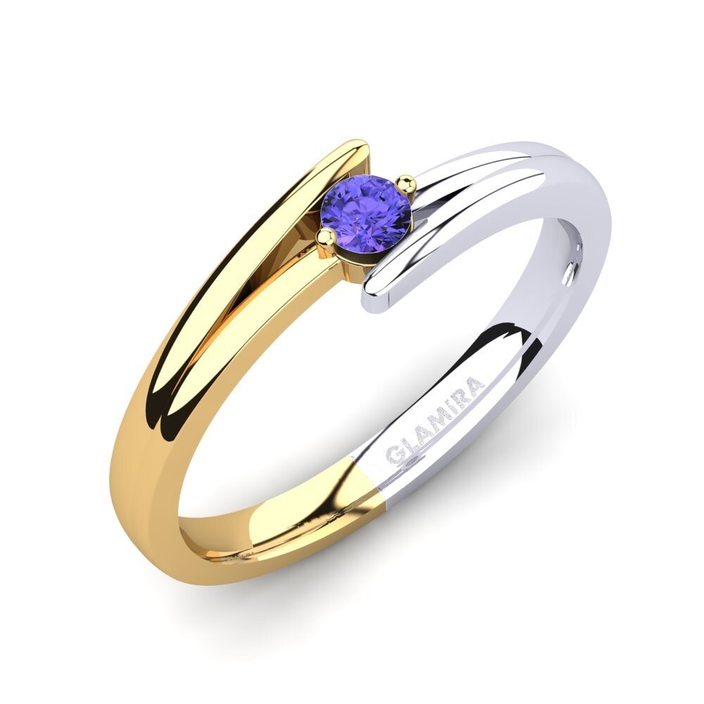 14ct Yellow / White Gold Tanzanite Engagement Ring Amalia 0.1crt