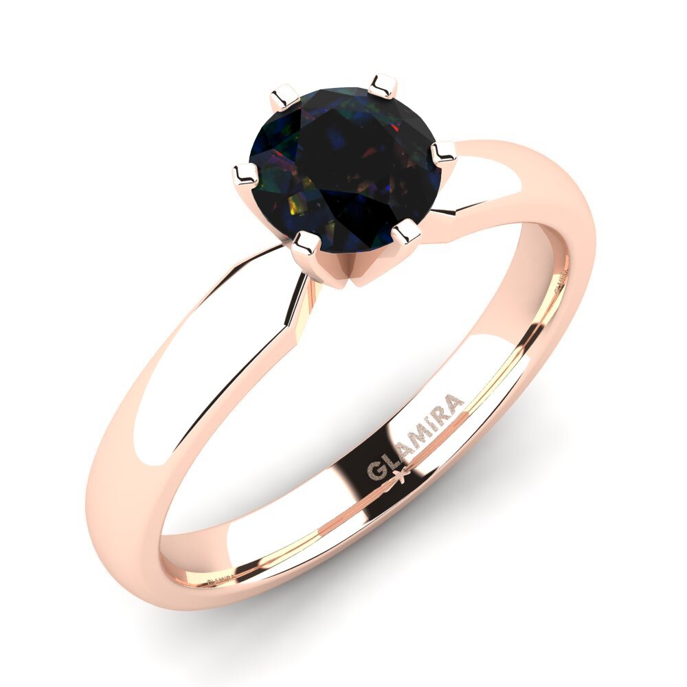 18k Oro Rosa Opalo Negro Anillo de compromiso Amanda