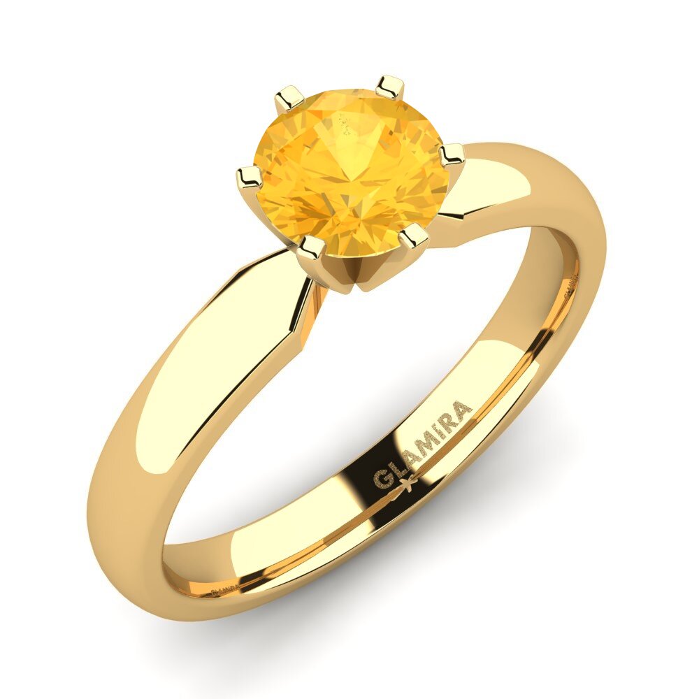 18k Oro Amarillo Citrino Anillo de compromiso Amanda