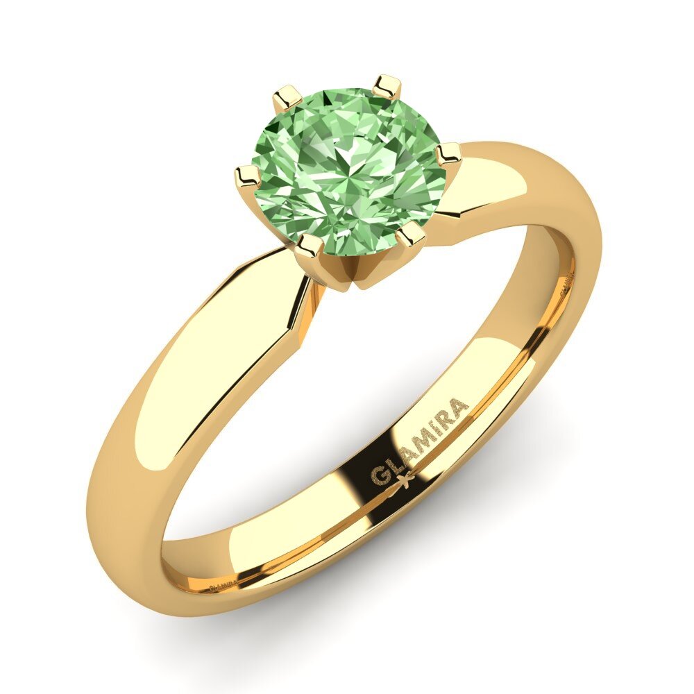 Gelbgold 375 Grüner Diamant Verlobungsring Amanda