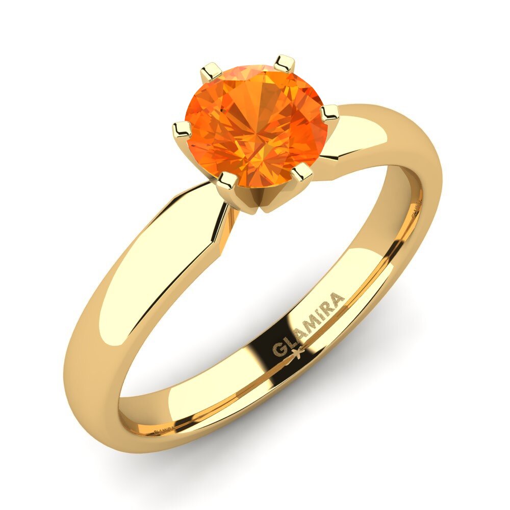 14ct Yellow Gold Orange Sapphire Engagement Ring Amanda
