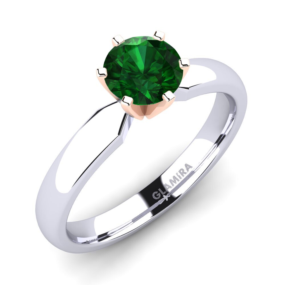 14ct White / Rose Gold Tsavorite Engagement Ring Amanda