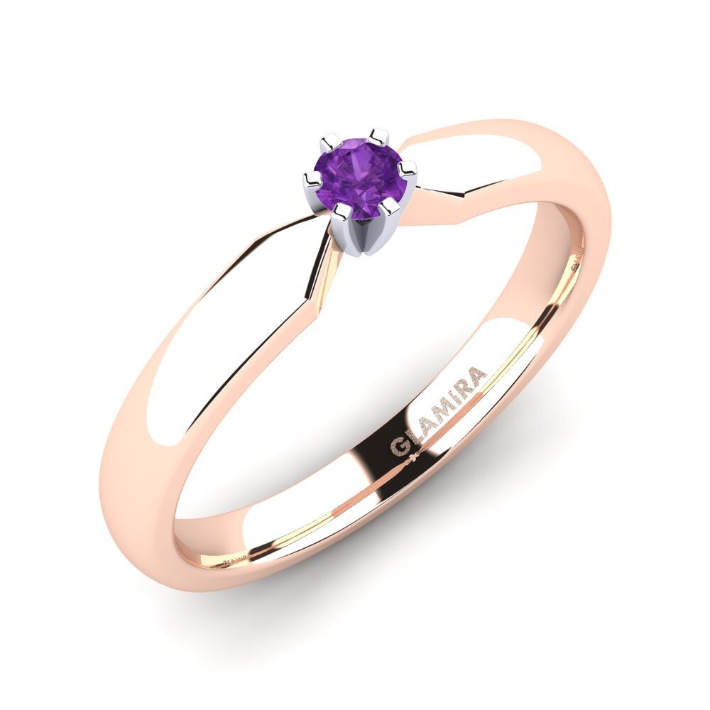 14ct Rose / White Gold Amethyst Engagement Ring Amanda 0.1crt