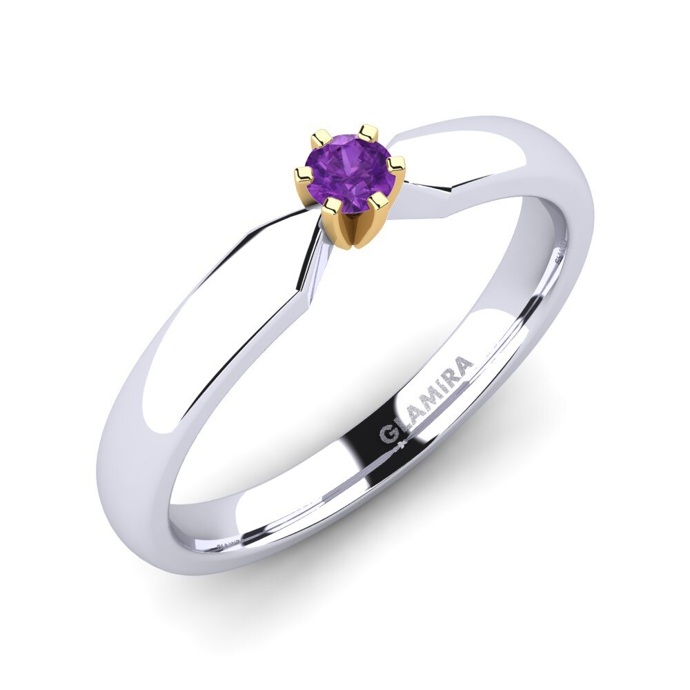 14ct White / Yellow Gold Amethyst Engagement Ring Amanda 0.1crt