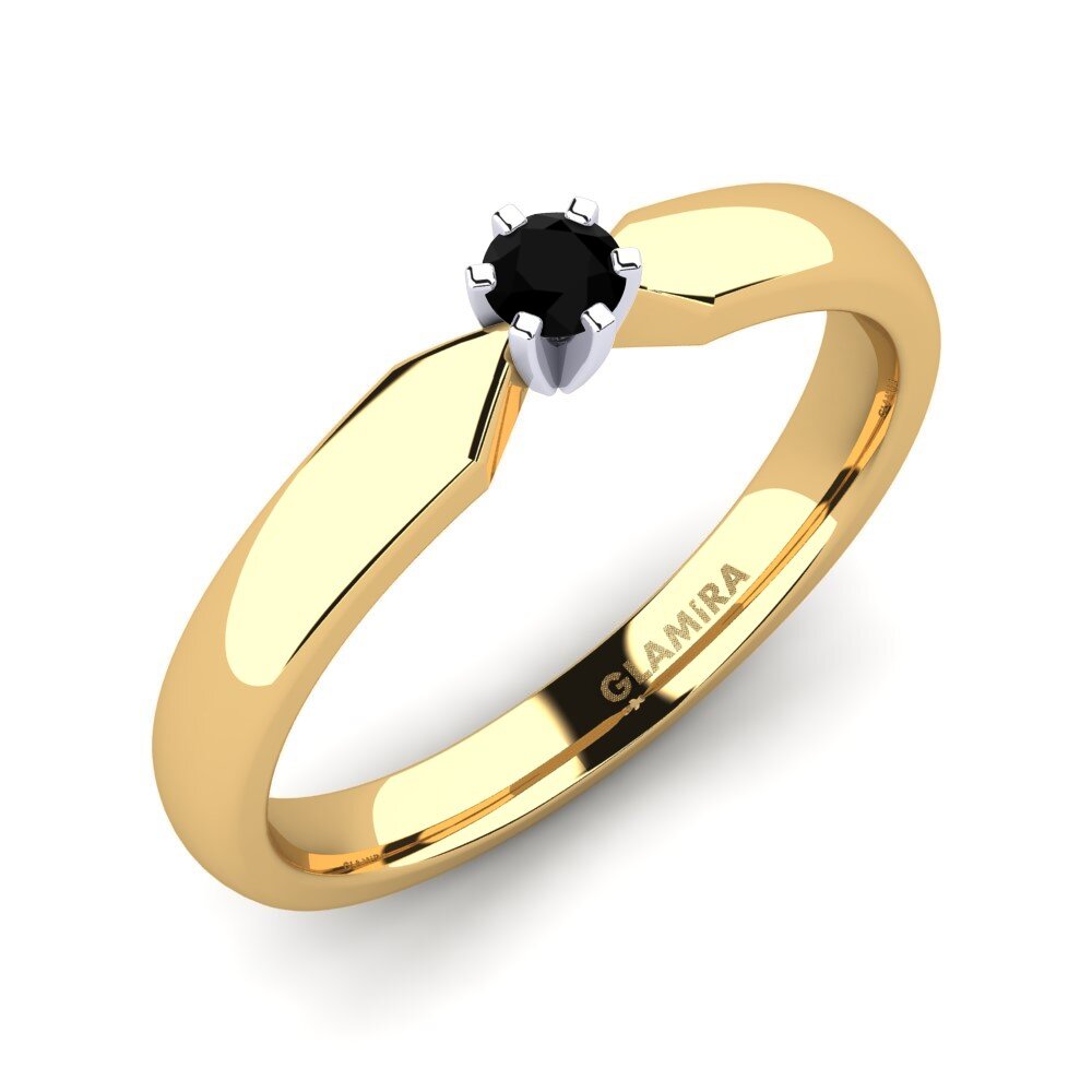 14ct Yellow / White Gold Black Sapphire Engagement Ring Amanda 0.1crt