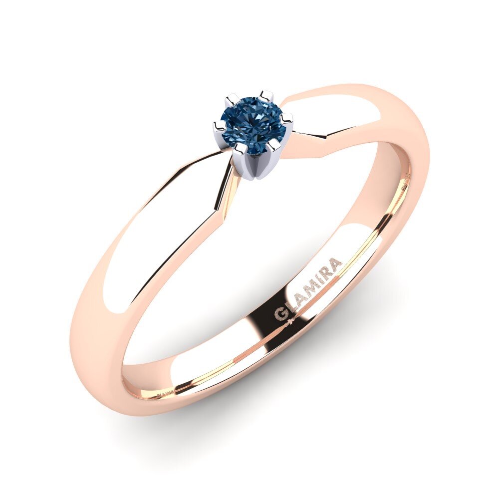 14ct Rose / White Gold Blue Diamond Engagement Ring Amanda 0.1crt