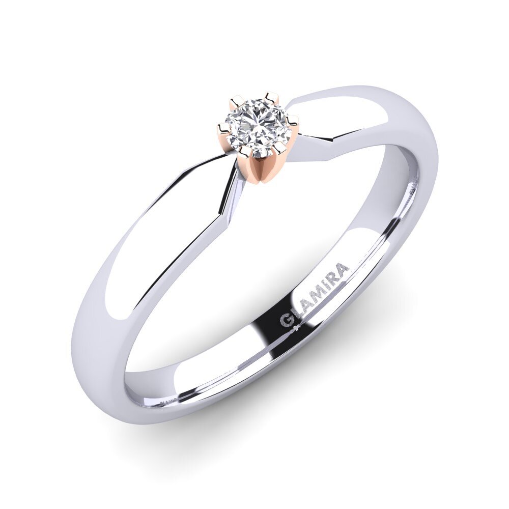 9ct White / Rose Gold Moissanite Engagement Ring Amanda 0.1crt