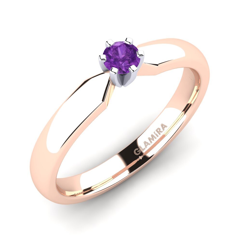 14ct Rose / White Gold Amethyst Engagement Ring Amanda 0.16crt
