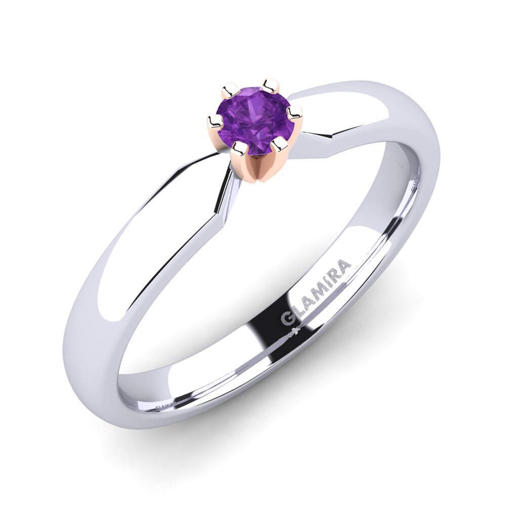 14ct White / Rose Gold Amethyst Engagement Ring Amanda 0.16crt