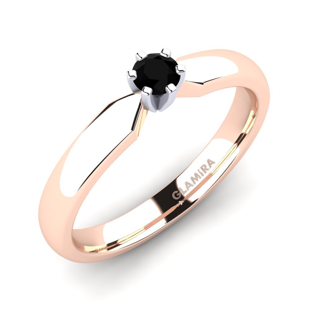 14ct Rose / White Gold Black Onyx Engagement Ring Amanda 0.16crt