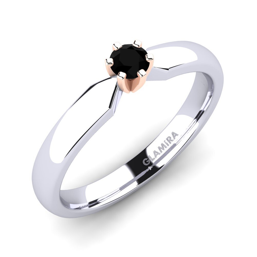 14ct White / Rose Gold Black Onyx Engagement Ring Amanda 0.16crt