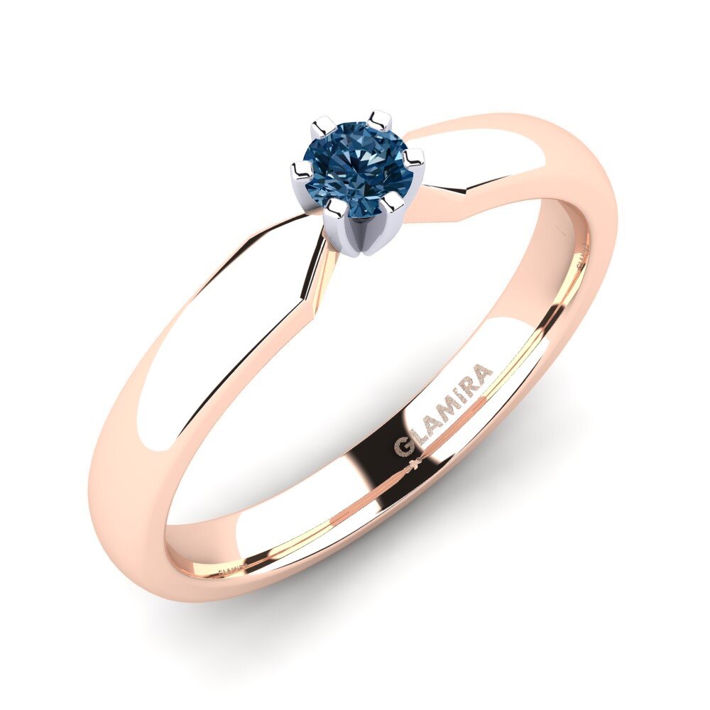 14ct Rose / White Gold Blue Diamond Engagement Ring Amanda 0.16crt