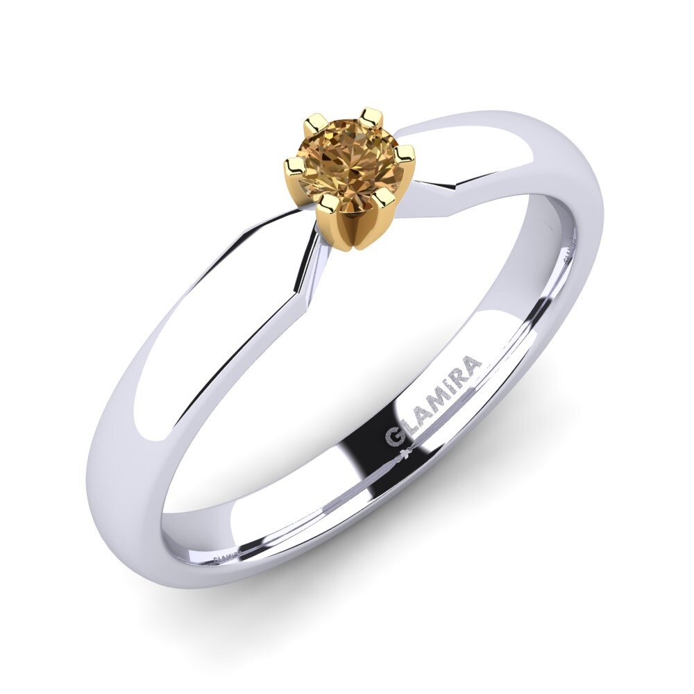 14ct White / Yellow Gold Brown Diamond Engagement Ring Amanda 0.16crt
