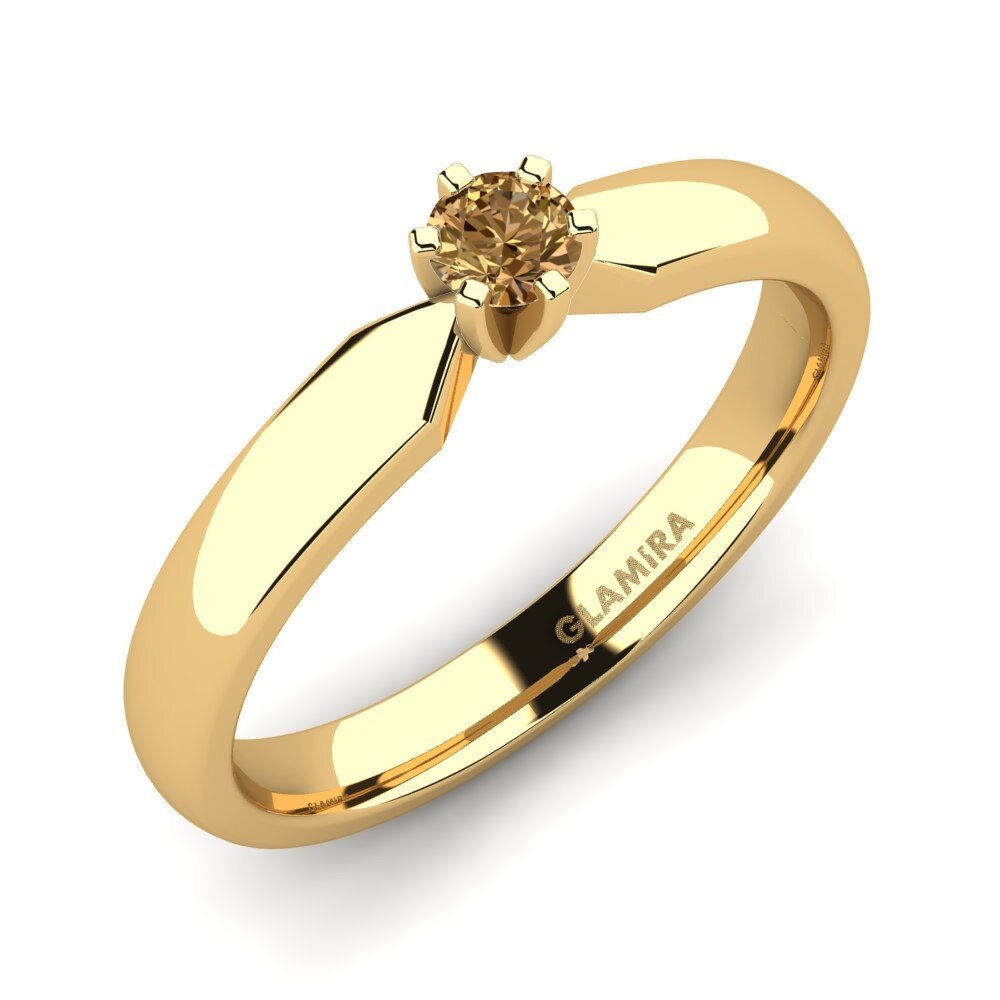 14ct Yellow Gold Brown Diamond Engagement Ring Amanda 0.16crt