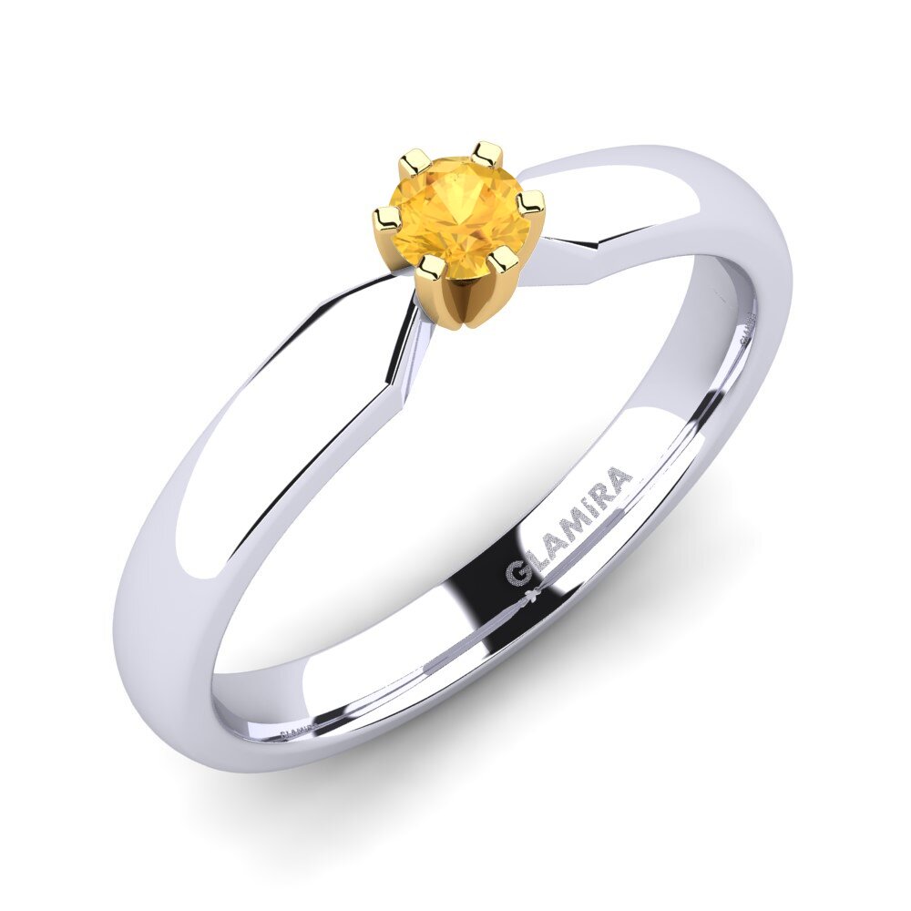 14ct White / Yellow Gold Citrine Engagement Ring Amanda 0.16crt