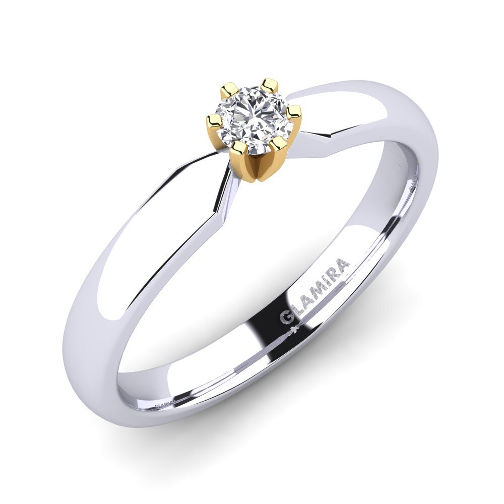 18k Oro Blanco & Amarillo Anillo de compromiso Amanda 0.16crt