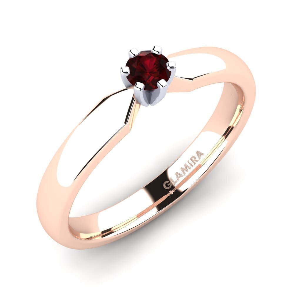 14ct Rose / White Gold Garnet Engagement Ring Amanda 0.16crt
